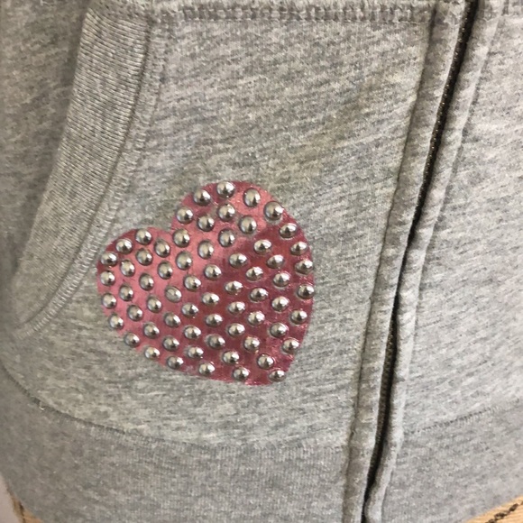 Victoria’s Secret PINK zip up studded heart peace Hoodie XS vintage - Picture 3 of 9